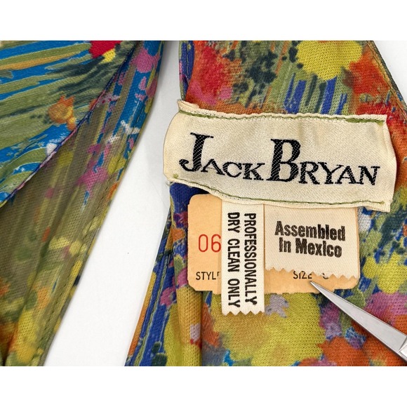 Vintage Jack Bryan Dress 8 Multicolor Floral Halter Maxi Chiffon Overlay 70s 60s - Picture 11 of 12